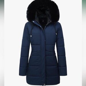 MOERDENG Women's Winter Windproof Warm Down Coats Waterproof Thicken Sz L Blue